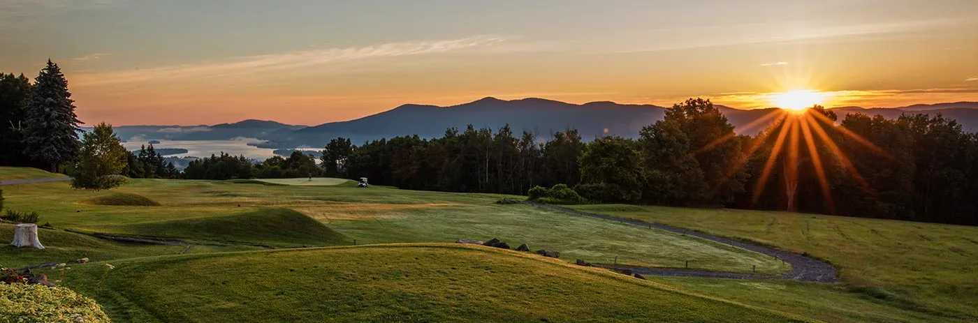Sunset view over the Adirondacks at Top of the World Golf Resort